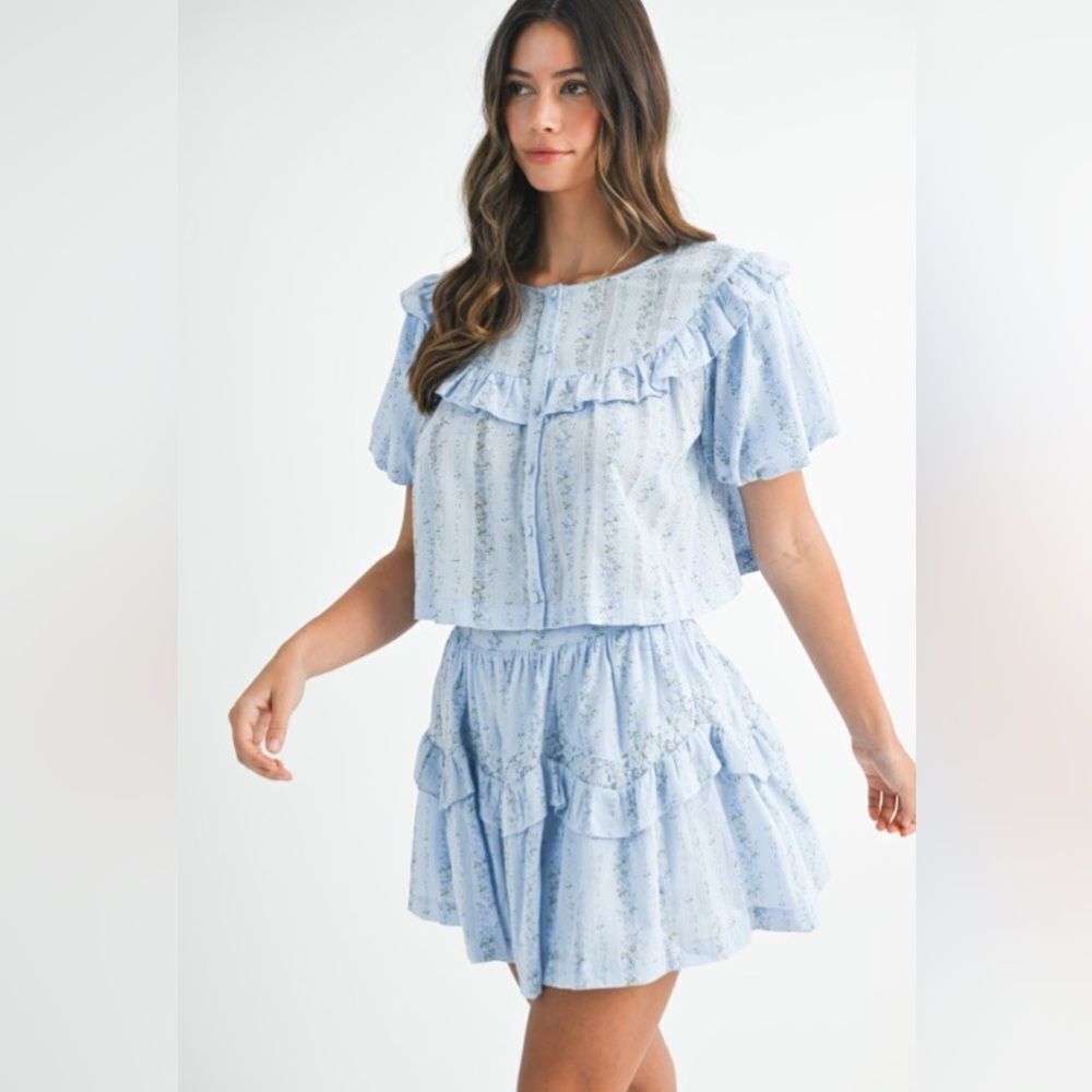 Light Blue Ruffled Two-Piece Set - Picture 5 of 16